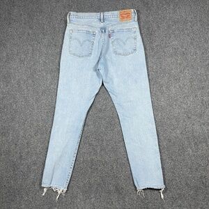 Levis 501 S Skinny Jeans Womens 28x28 Blue Light Wash Denim Frayed 0896
